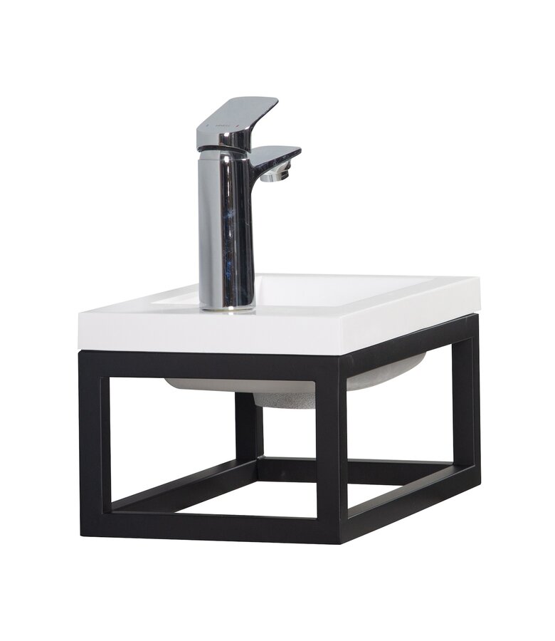 Toiletmeubel Mesa 40cm - wit - hangend fonteinmeubel met zwart frame