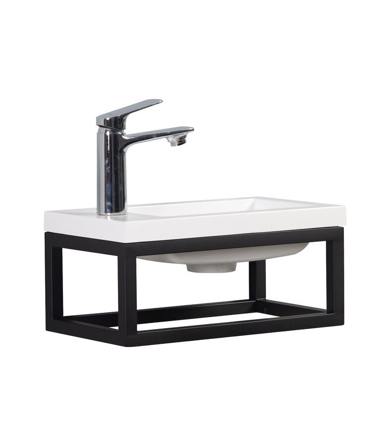 Toiletmeubel Mesa 40cm - wit - hangend fonteinmeubel met zwart frame