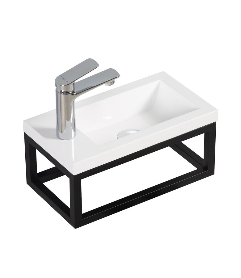 Toiletmeubel Mesa 40cm - wit - hangend fonteinmeubel met zwart frame