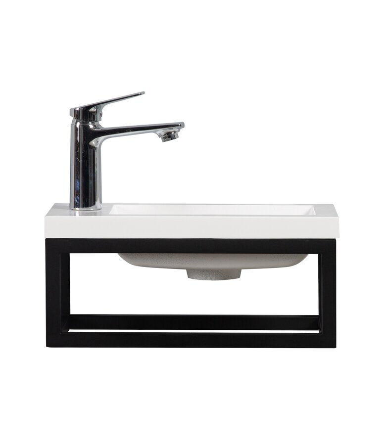 Toiletmeubel Mesa 40cm - wit - hangend fonteinmeubel met zwart frame