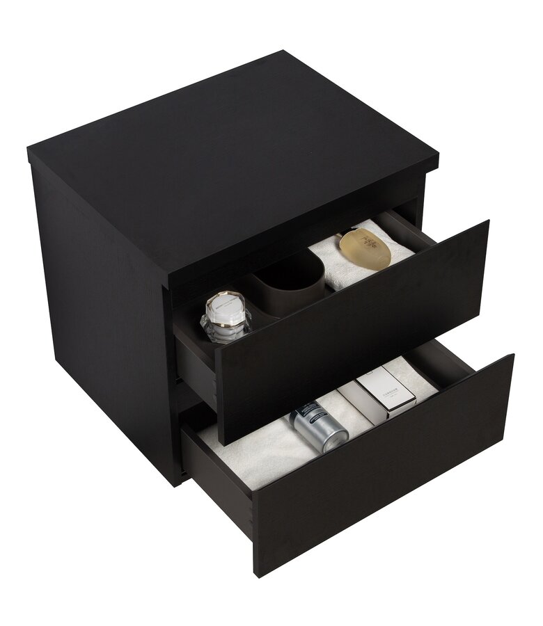 Wastafelkast Angela 60 x 48 x 54 cm - zwart houtnerf - met bovenblad