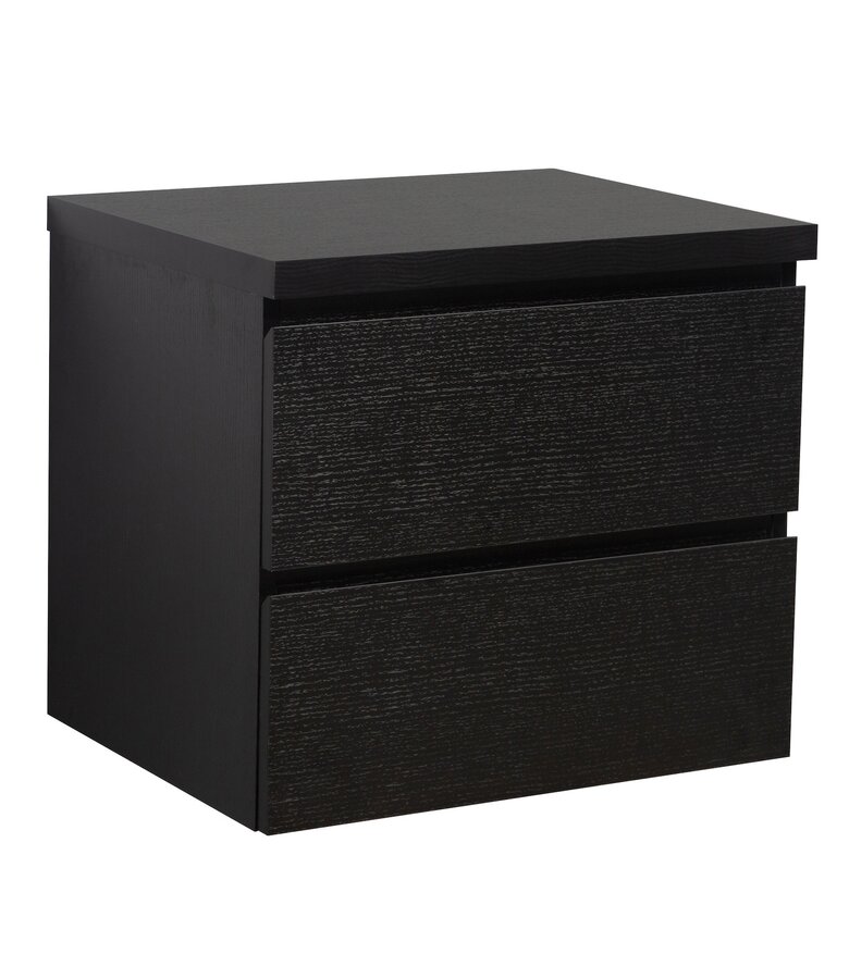 Wastafelkast Angela 60 x 48 x 53,5 cm - zwart houtnerf - met bovenblad