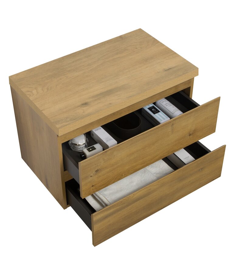 Wastafelkast Angela 80 x 48 x 54 cm - eiken - met bovenblad