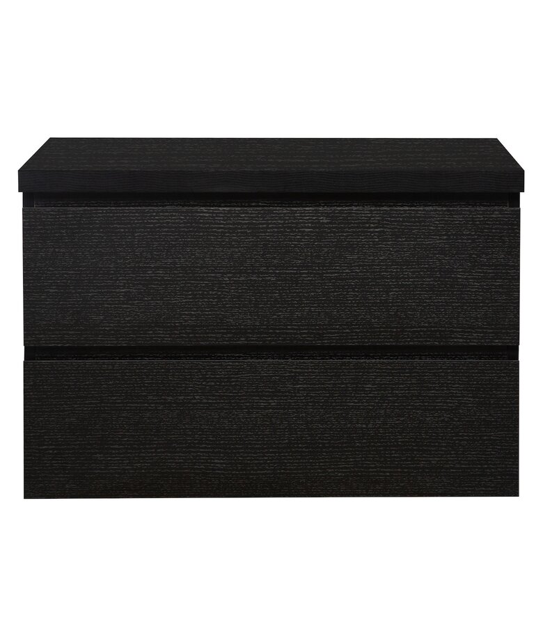 Wastafelkast Angela 80 x 48 x 54 cm - zwart houtnerf - met bovenblad