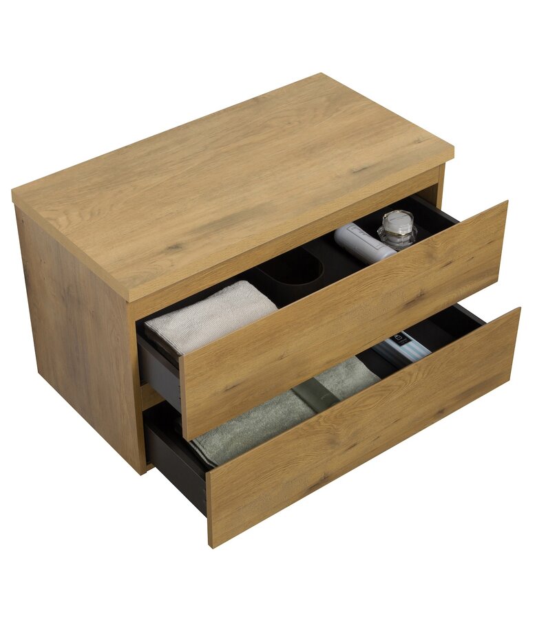 Wastafelkast Angela 90 x 48 x 54 cm - eiken - met bovenblad