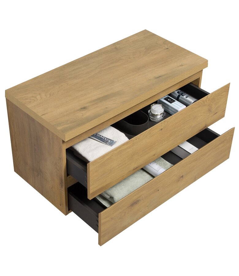 Wastafelkast Angela 100 x 48 x 54 cm - eiken - met bovenblad