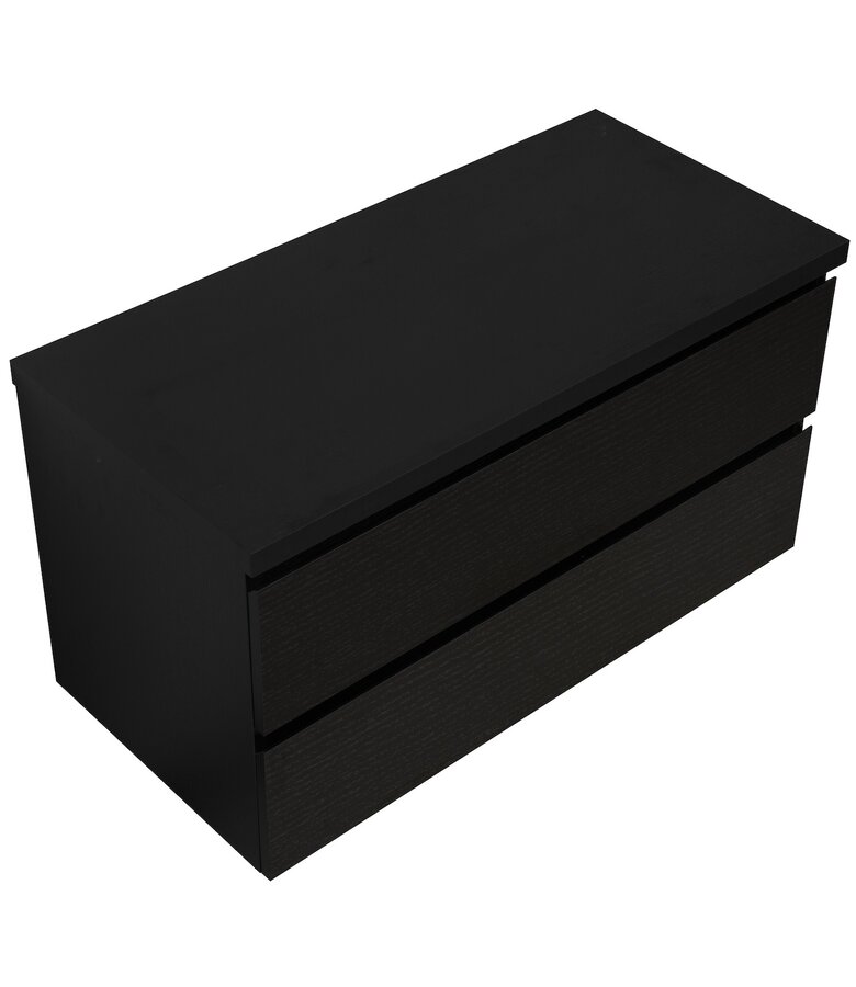 Wastafelkast Angela 100 x 48 x 54 cm - zwart houtnerf - met bovenblad