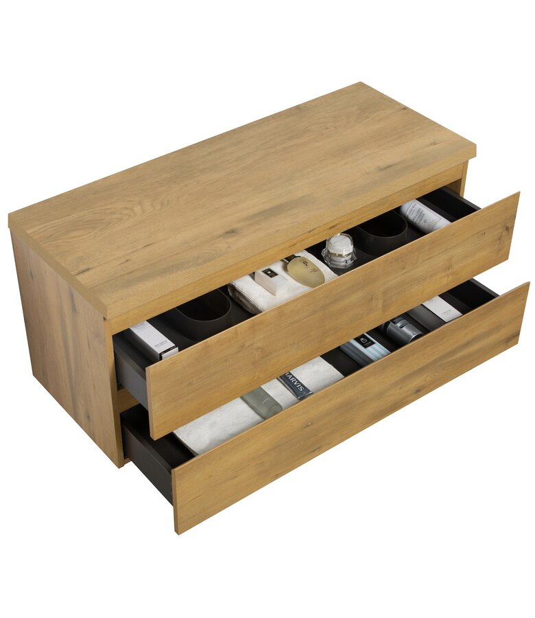 Wastafelkast Angela 120 x 48 x 54 cm - eiken - met bovenblad