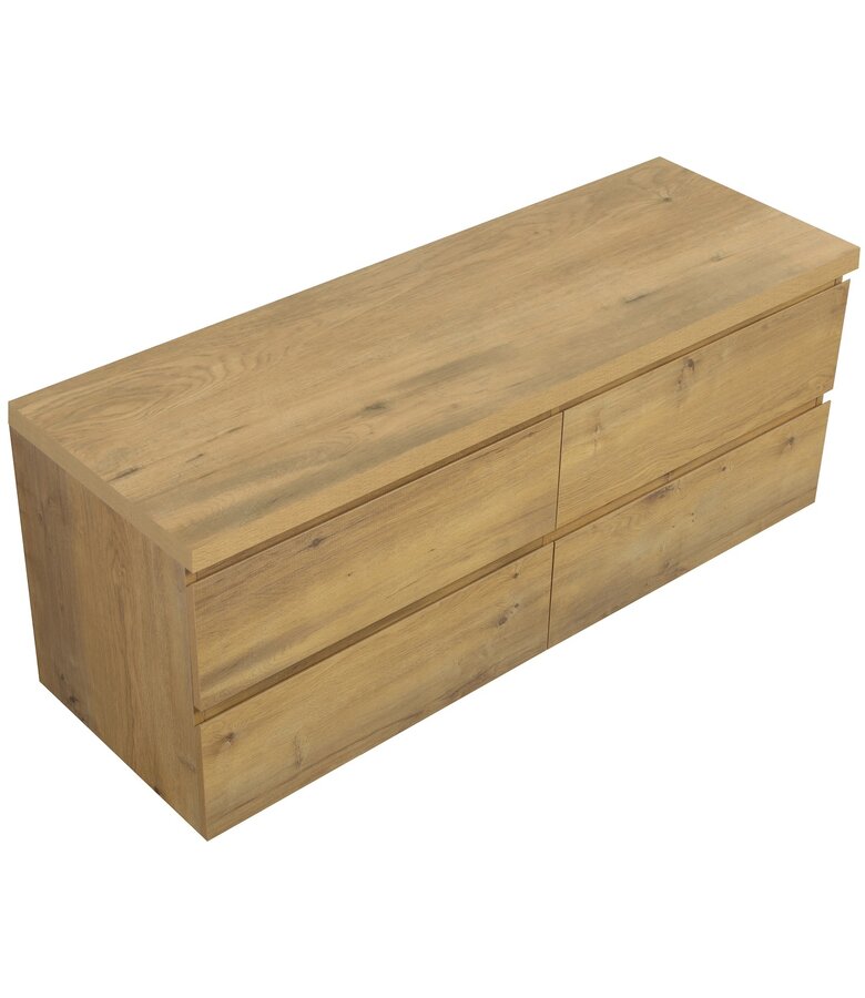 Wastafelkast Angela 140 x 48 x 54 cm - eiken - met bovenblad