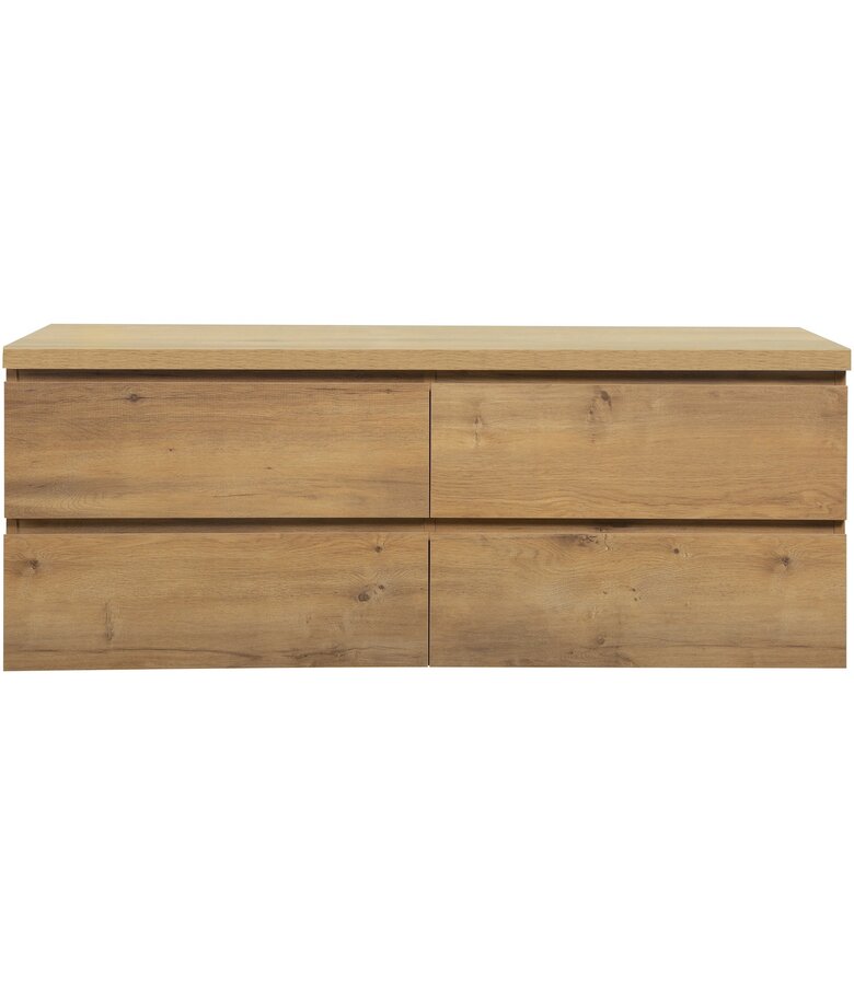 Wastafelkast Angela 140 x 48 x 54 cm - eiken - met bovenblad