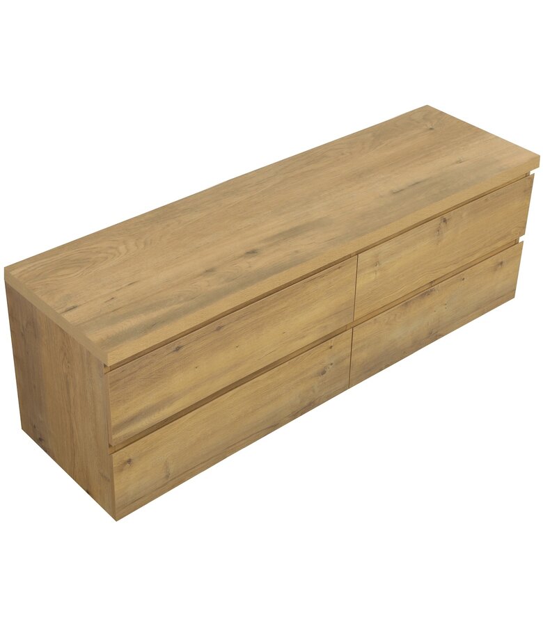 Wastafelkast Angela 160 x 48 x 54 cm - eiken - met bovenblad