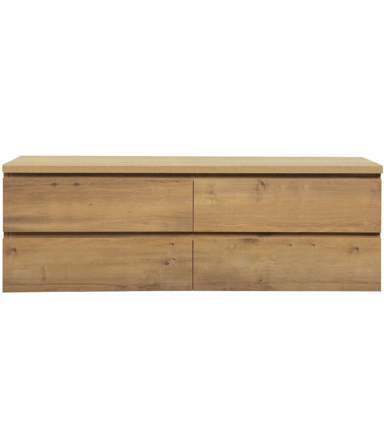 Wastafelkast Angela 160 x 48 x 54 cm - eiken - met bovenblad