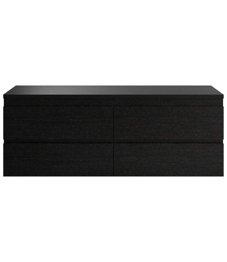 Wastafelkast Angela 140 x 48 x 54 cm - zwart houtnerf - met bovenblad