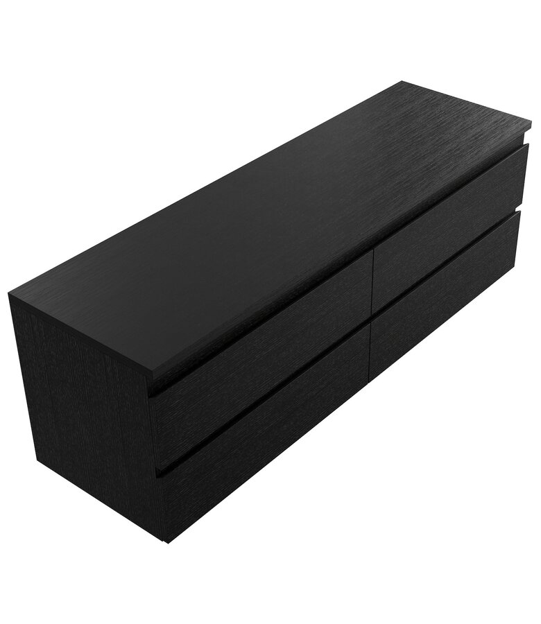 Wastafelkast Angela 160 x 48 x 54 cm - zwart houtnerf - met bovenblad