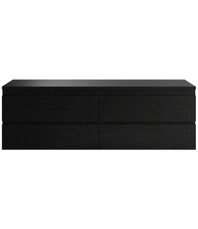 Wastafelkast Angela 160 x 48 x 54 cm - zwart houtnerf - met bovenblad