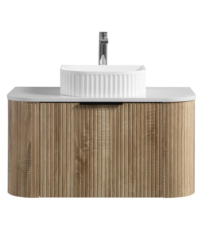 Badkamermeubel Murcia 90cm - wit eiken - met bovenblad