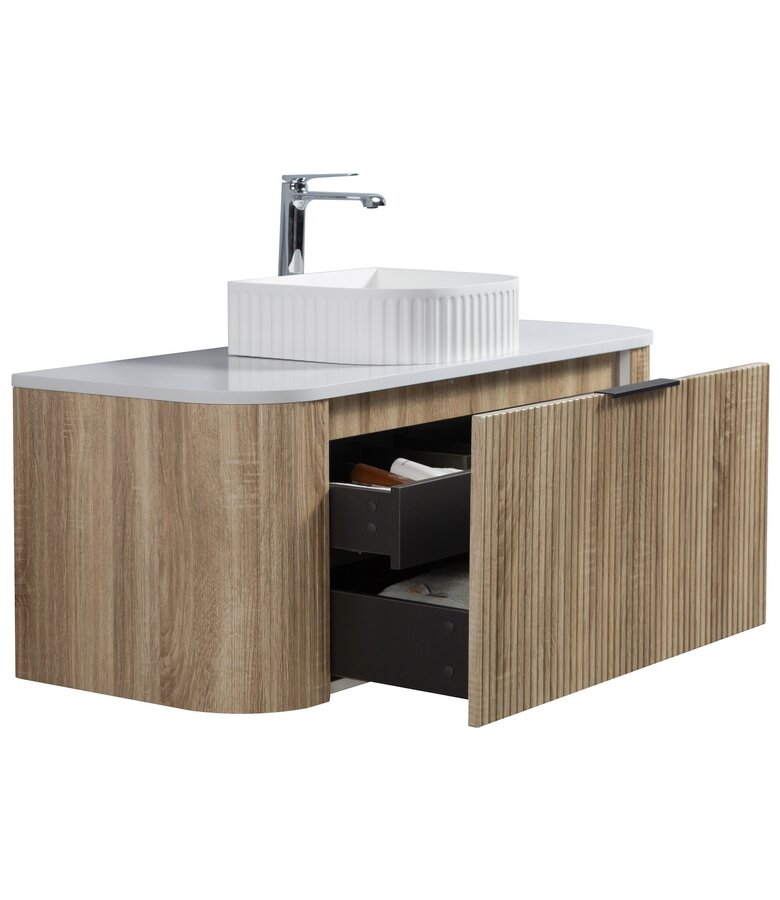 Badkamermeubel Murcia 120cm - wit eiken - met bovenblad