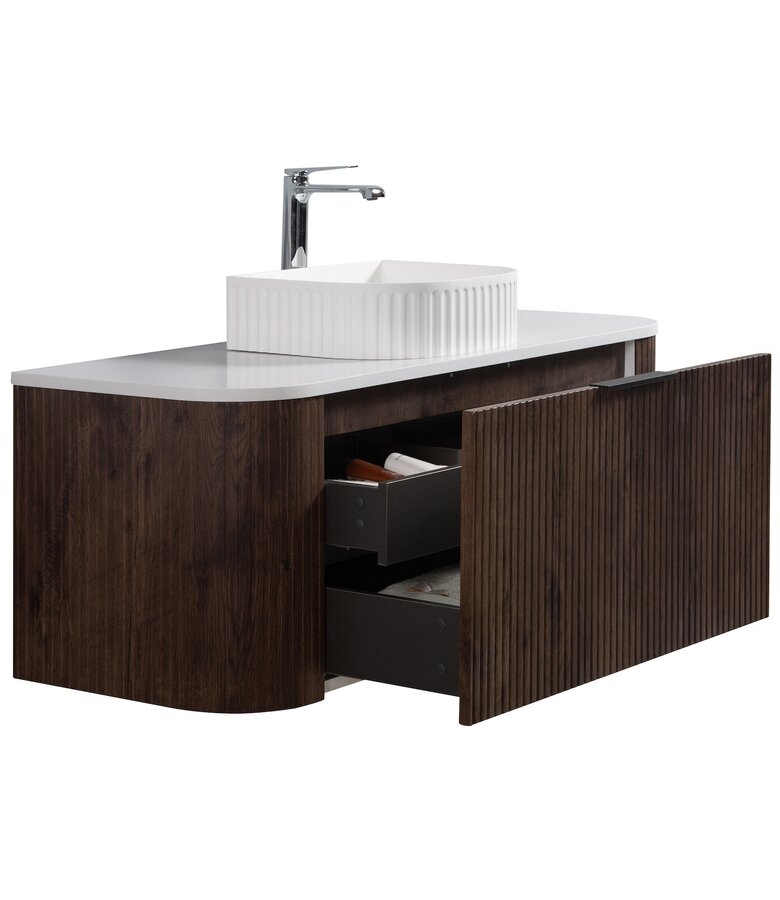 Badkamermeubel Murcia 120cm - walnoot bruin - met bovenblad