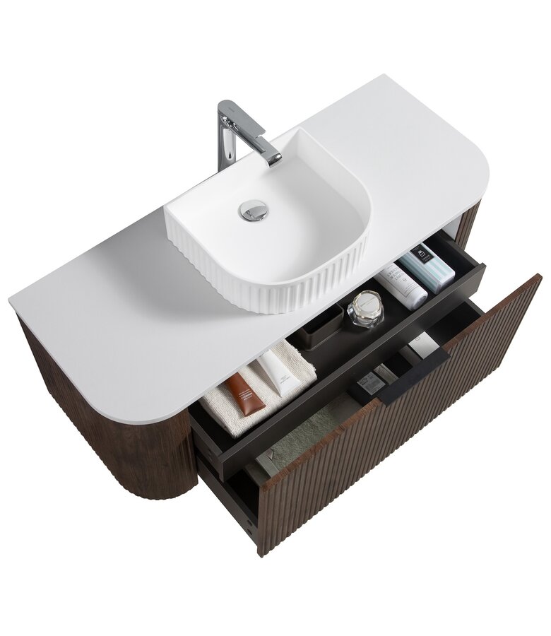 Badkamermeubel Murcia 120cm - walnoot bruin - met bovenblad