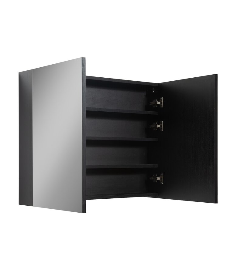 Spiegelkast Cuba 90 x 16 x 70 cm - zwart houtnerf