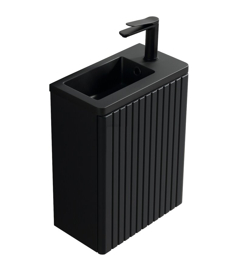 Toiletmeubel Cadiz 40cm - mat zwart - zwarte wastafel