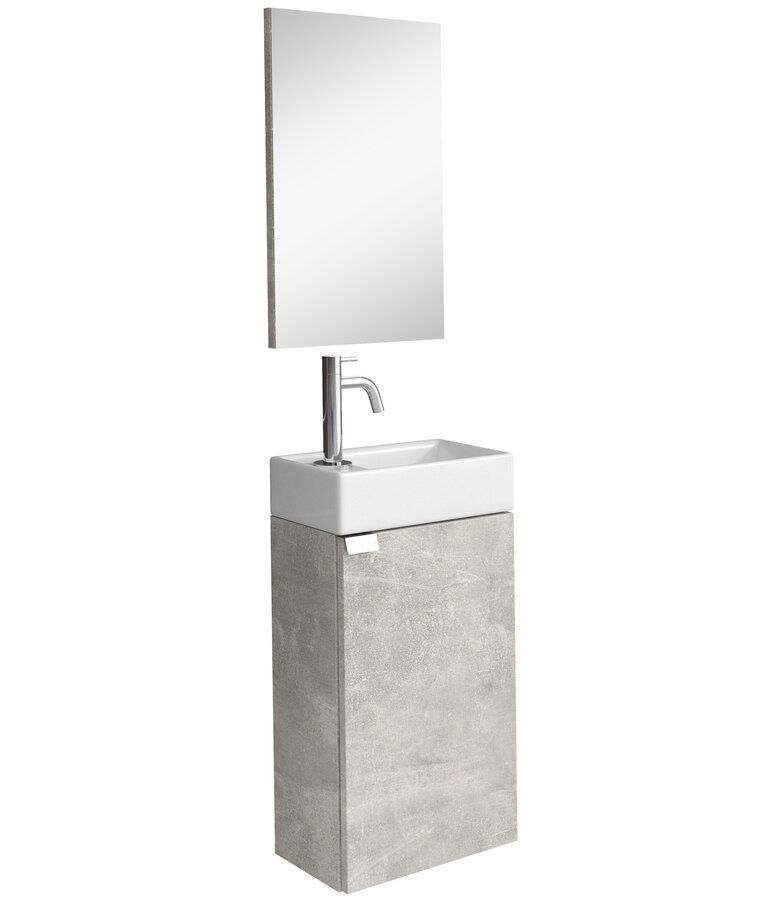 Toiletmeubel Apollo 40cm met spiegel - beton grijs