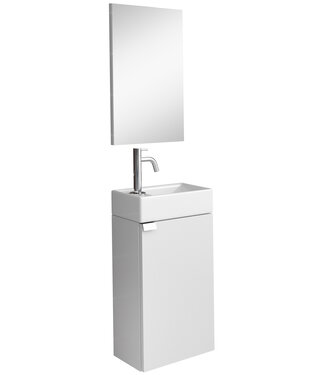 Toiletmeubel Apollo 40cm met spiegel - hoogglans wit