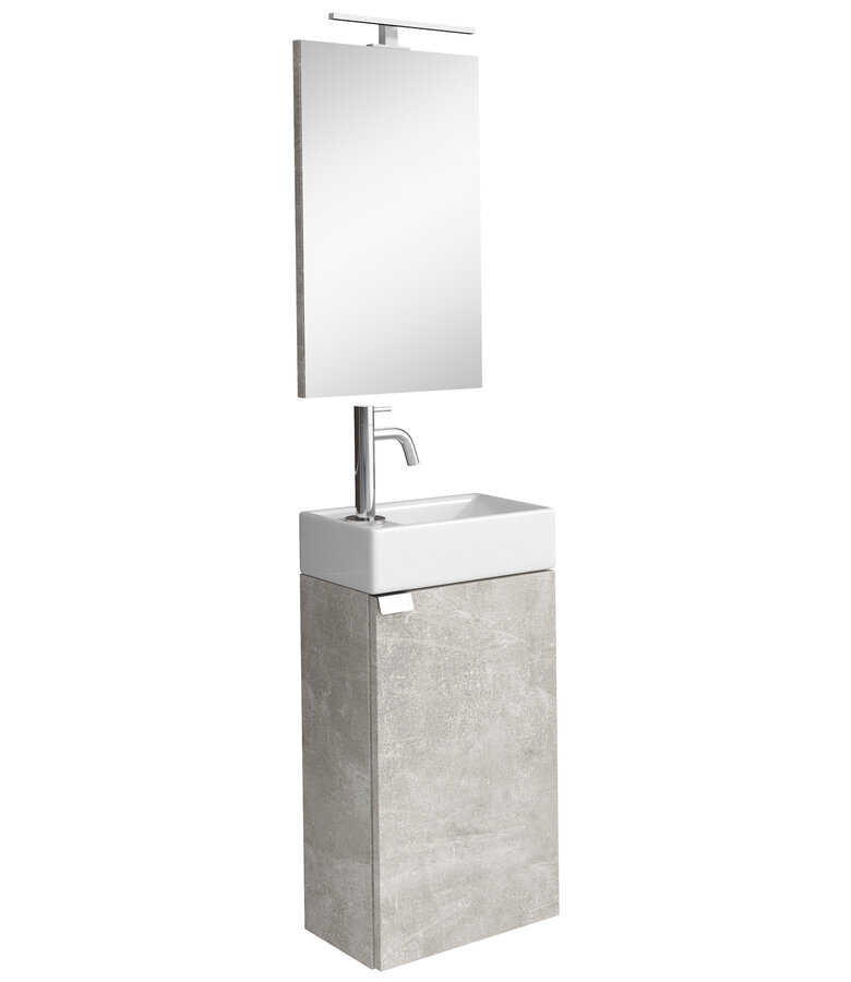 Toiletmeubel Apollo 40cm met spiegel en LED - beton grijs