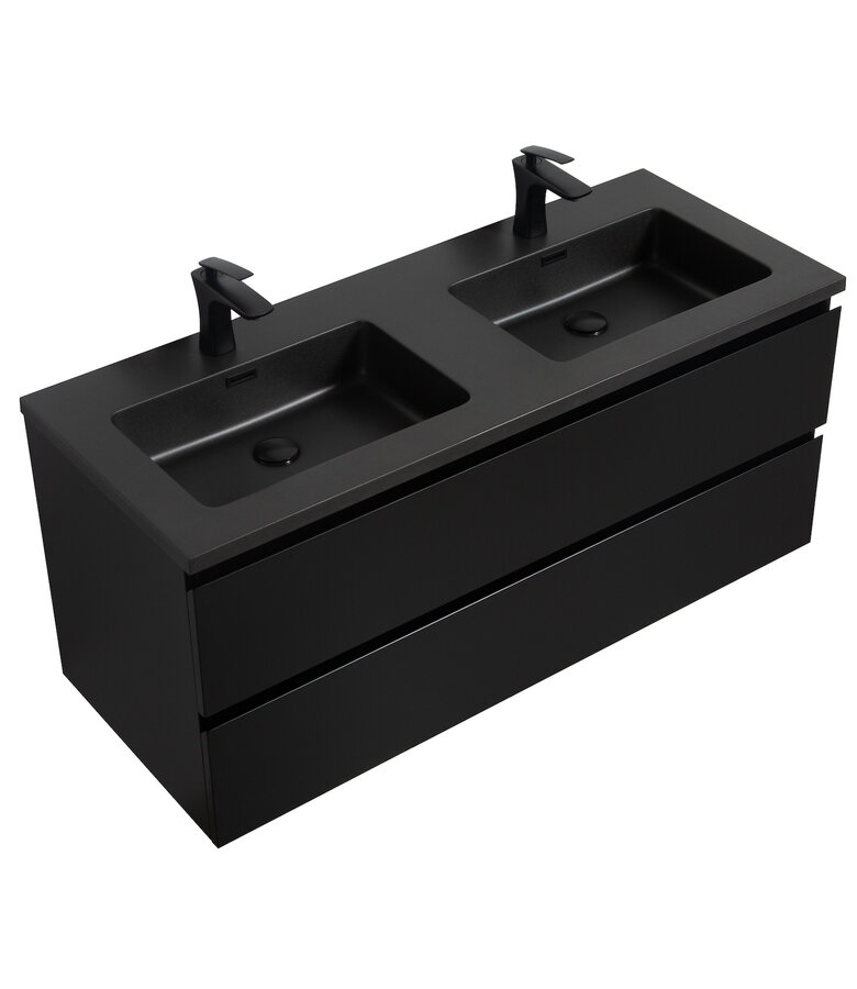 Badkamermeubel Angela 120cm - zwarte wastafel - mat zwart