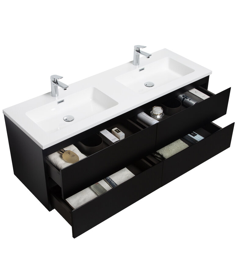 Badkamermeubel Angela 140cm - mat zwart