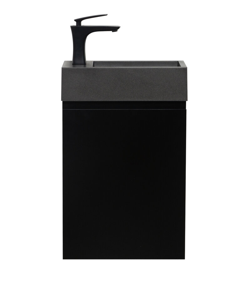 Toiletmeubel Angela 40cm - mat zwart met zwarte wastafel