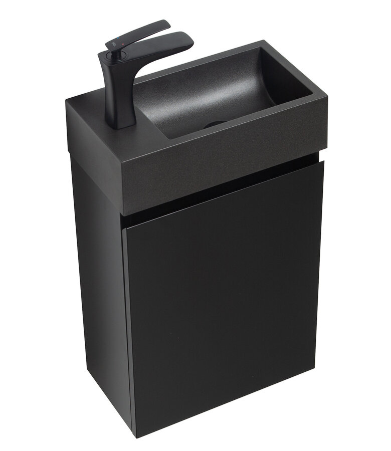 Toiletmeubel Angela 40cm - mat zwart met zwarte wastafel