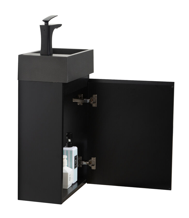 Toiletmeubel Angela 40cm - mat zwart met zwarte wastafel