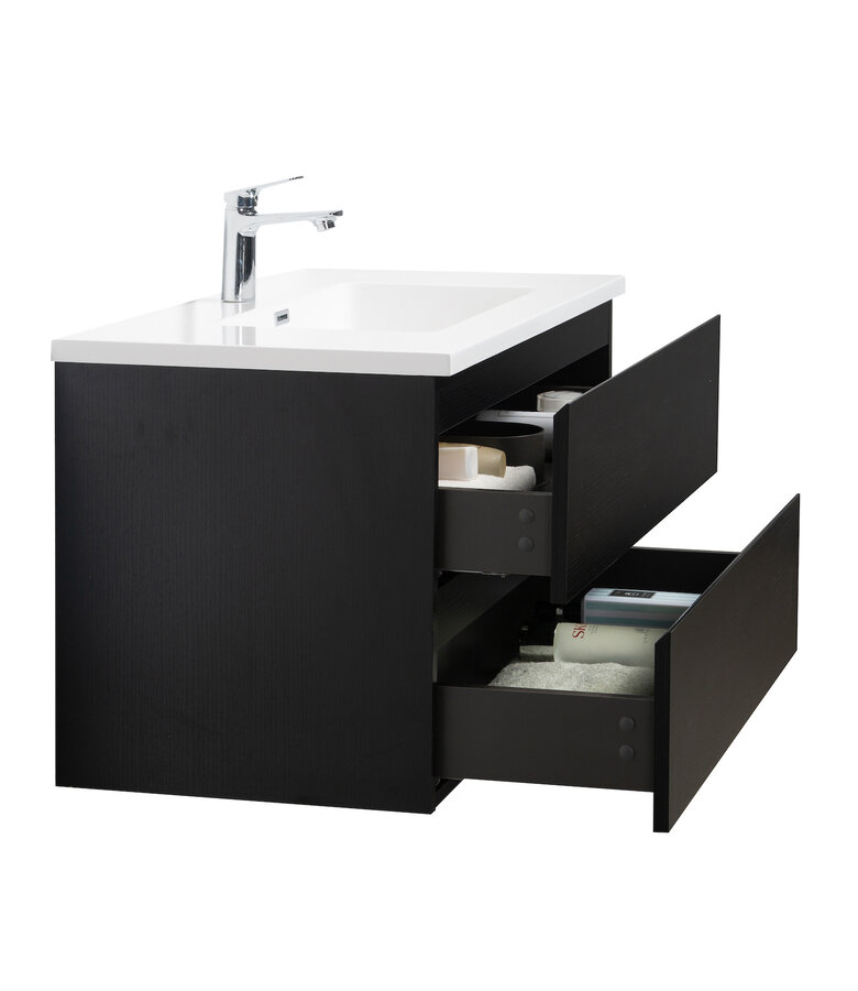 Badkamermeubel Angela 90cm - zwart houtnerf