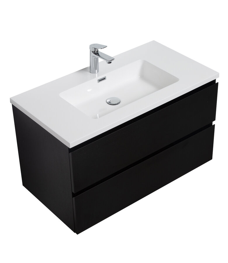 Badkamermeubel Angela 90cm - zwart houtnerf