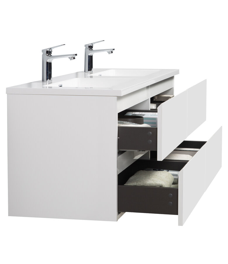 Badkamermeubel Angela 140cm - hoogglans wit