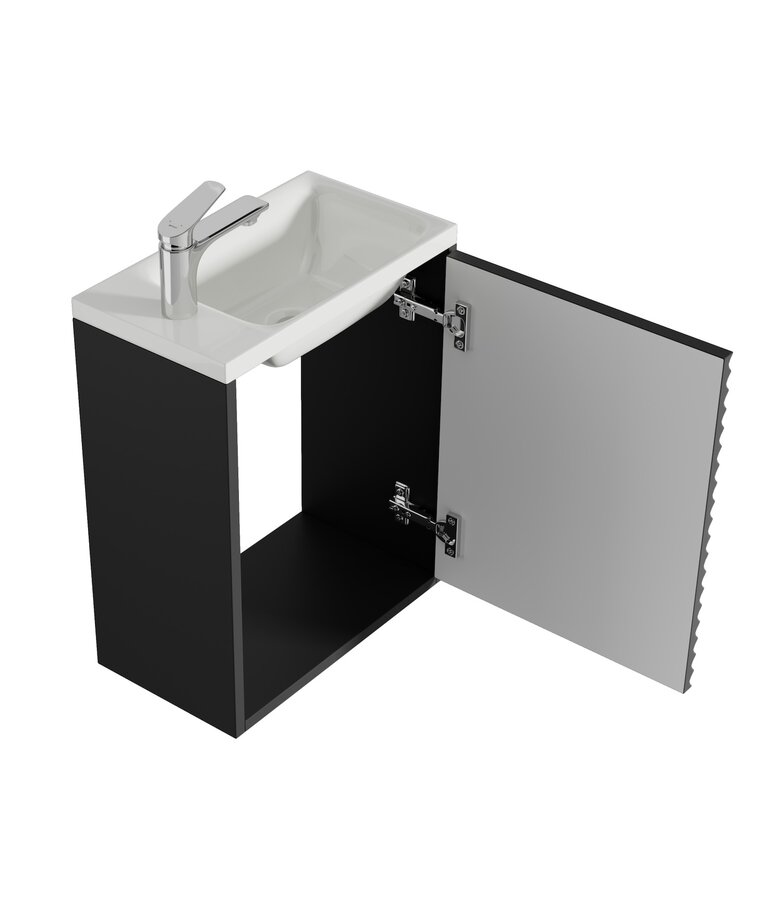 Toiletmeubel Etna 40cm met spiegel - mat zwart
