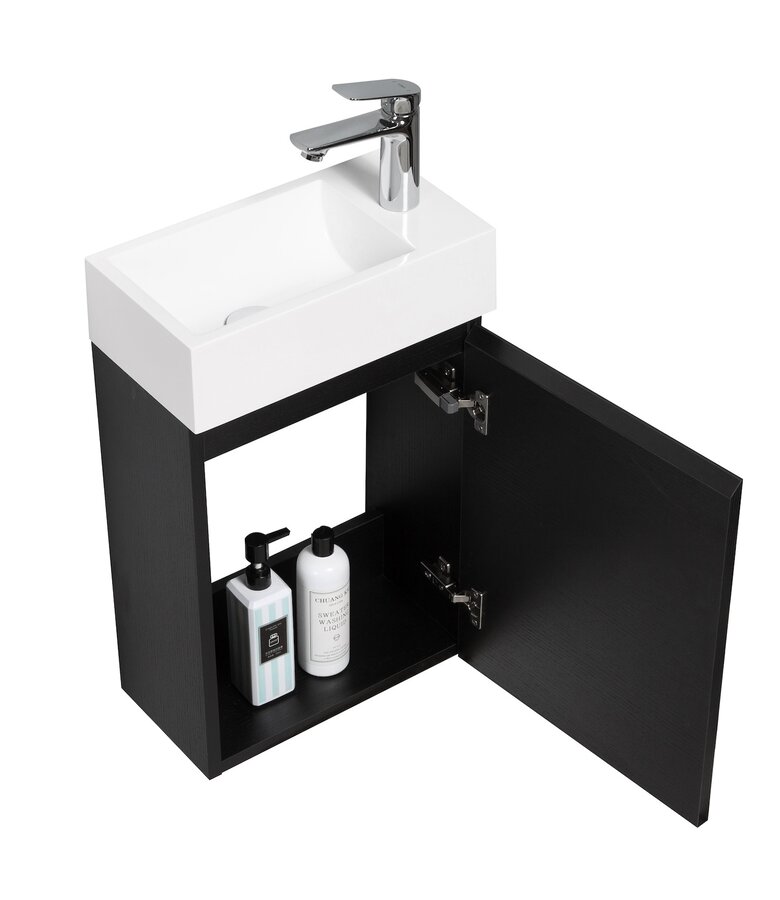 Toiletmeubel Angela 40cm - zwart houtnerf