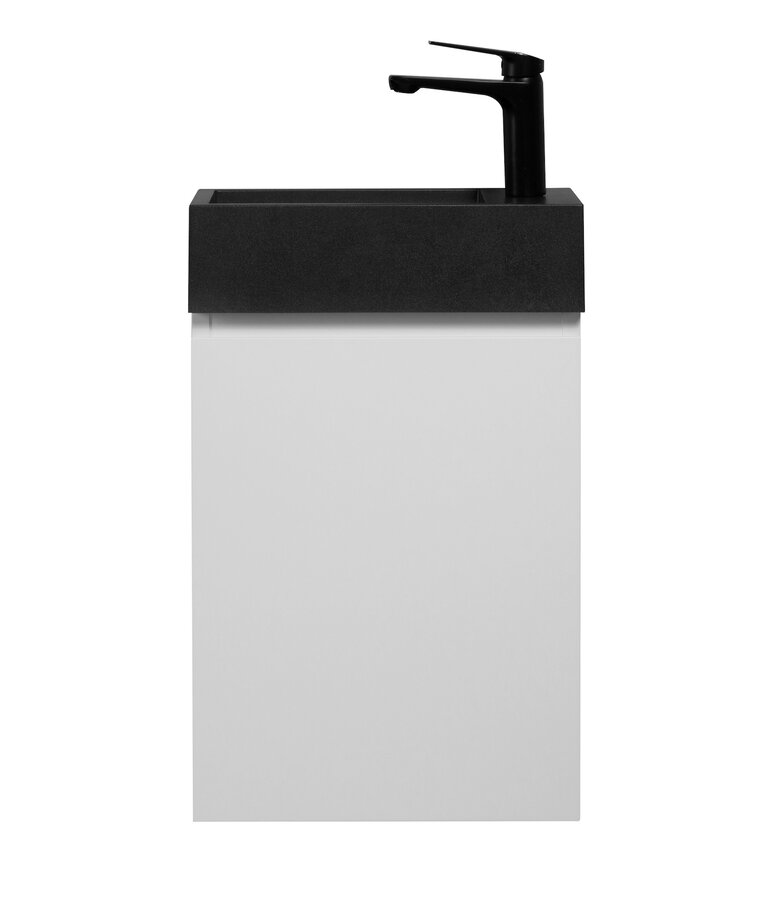 Toiletmeubel Angela 40cm - mat wit met zwarte wastafel