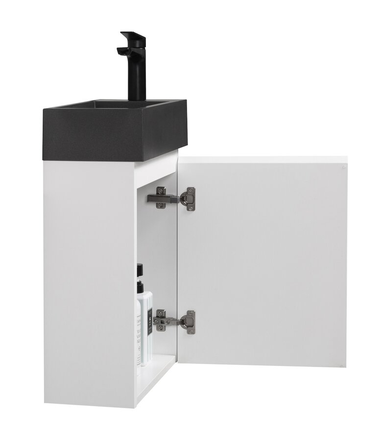 Toiletmeubel Angela 40cm - mat wit met zwarte wastafel