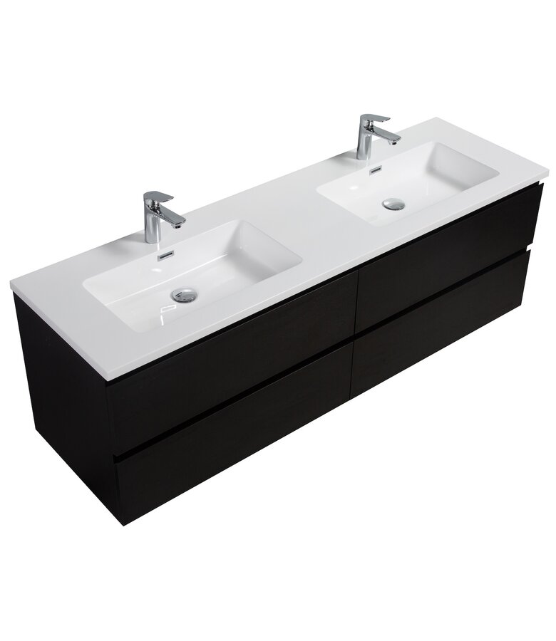 Badkamermeubel Angela 160cm - zwart houtnerf