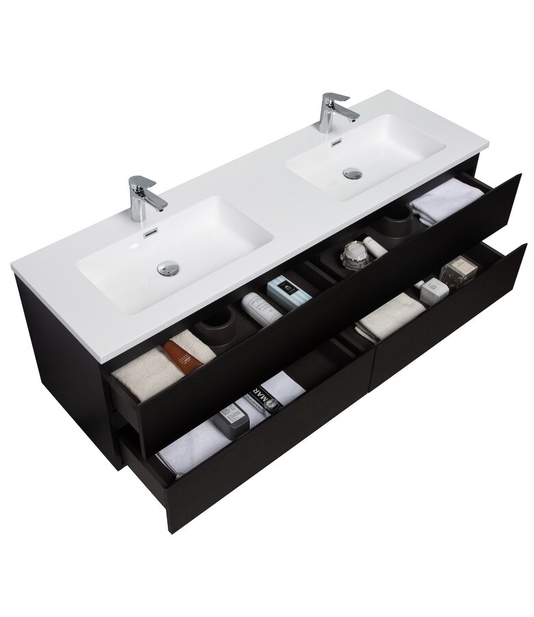 Badkamermeubel Angela 160cm - zwart houtnerf