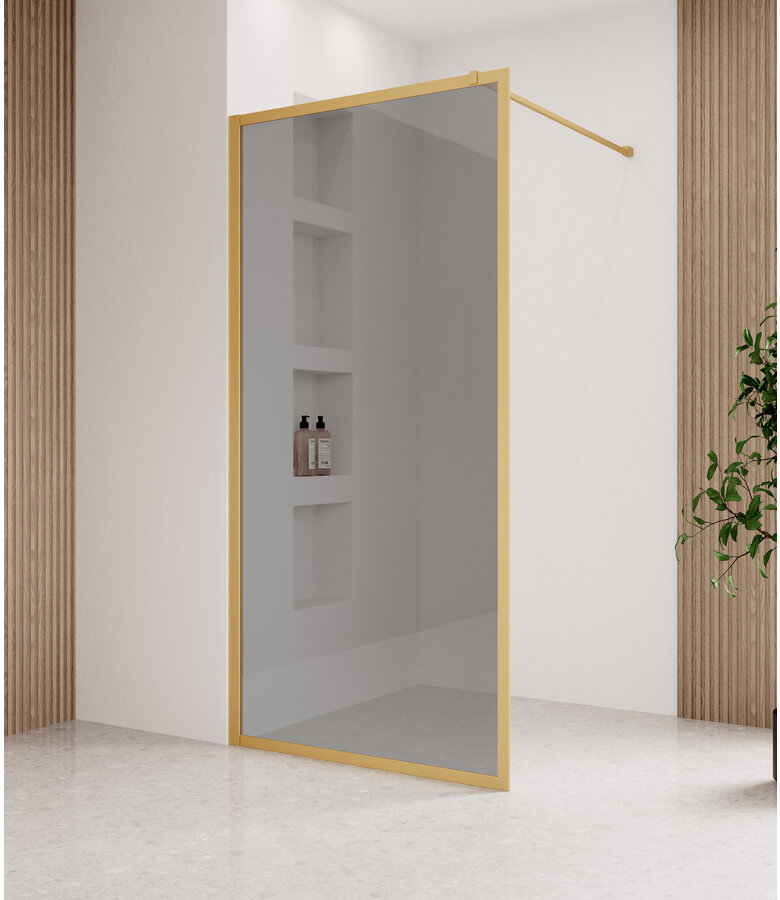 Douchewand Georgia 80 x 200 cm - goud - rookglas met nano coating