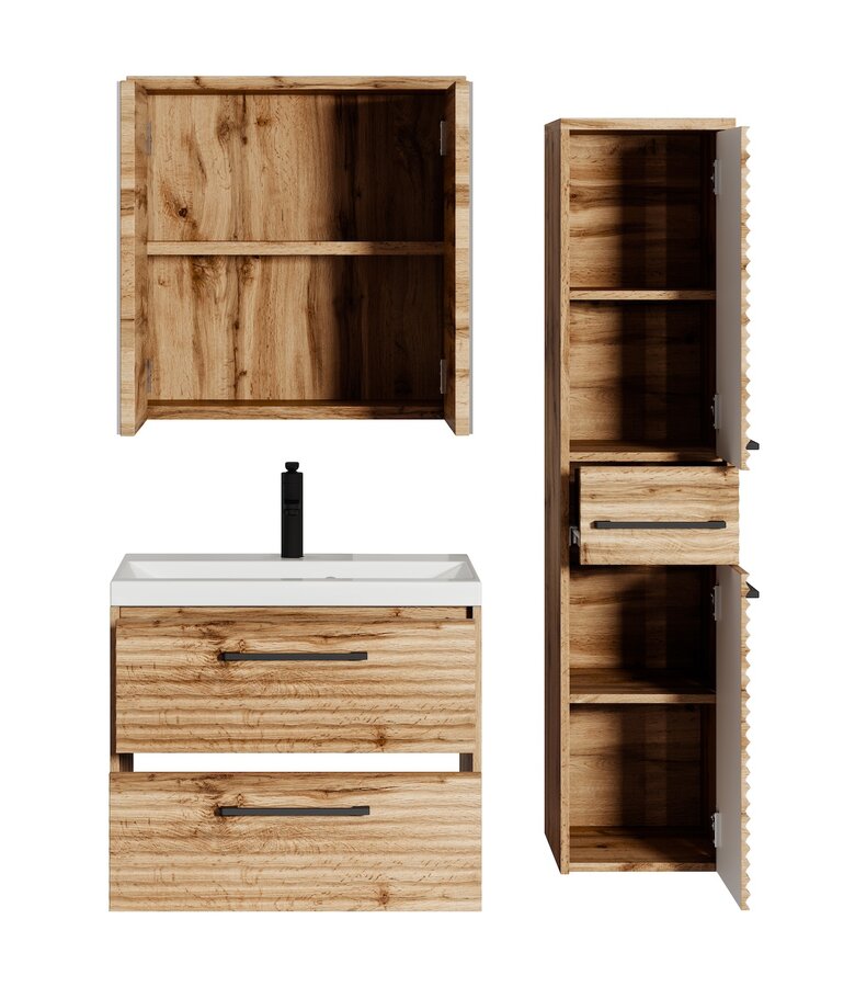 Badkamermeubel Etna 60cm complete set met spiegelkast - eiken