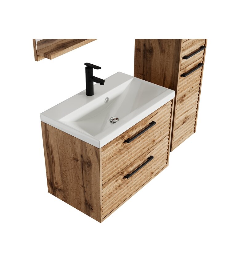 Badkamermeubel Etna 60cm complete set met spiegelkast - eiken