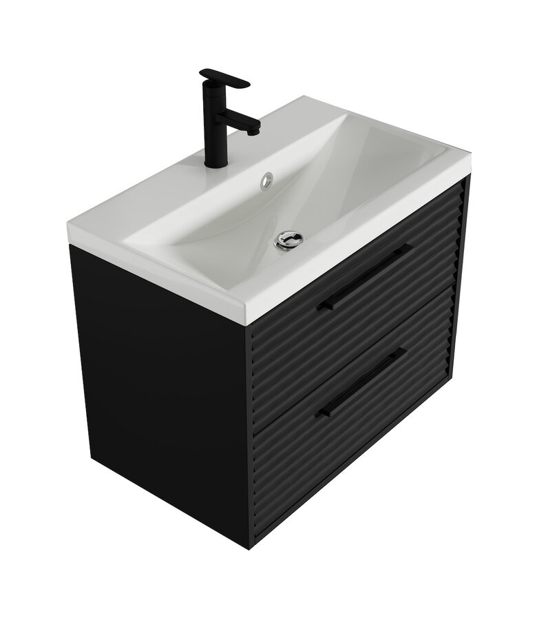 Badkamermeubel Etna 01 60cm met wastafel - mat zwart