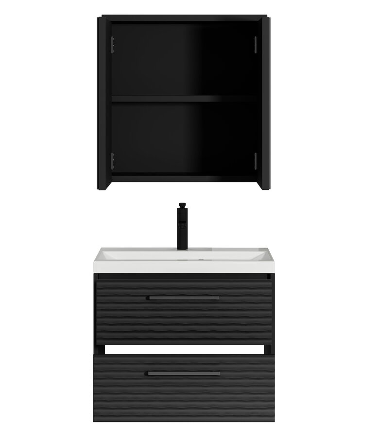 Badkamermeubel Etna 01 60cm met spiegelkast - mat zwart