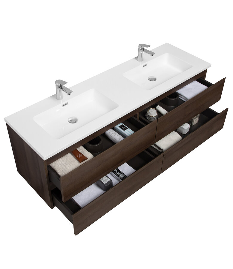 Badkamermeubel Angela 160cm - bruin eiken