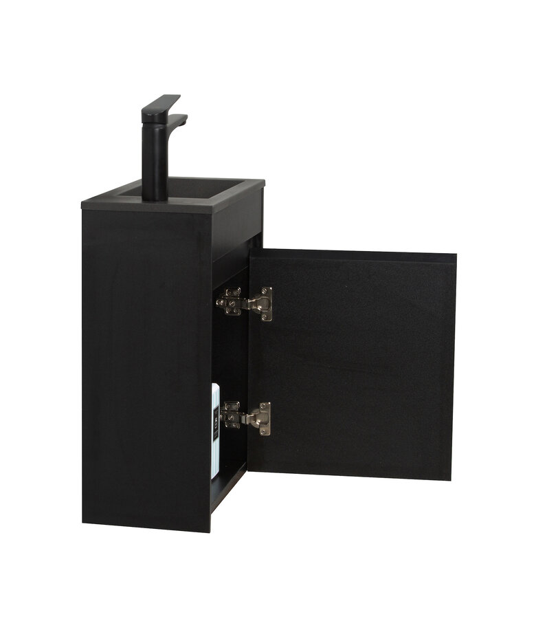 Toiletmeubel Sinta 40cm - mat zwart - zwarte wastafel