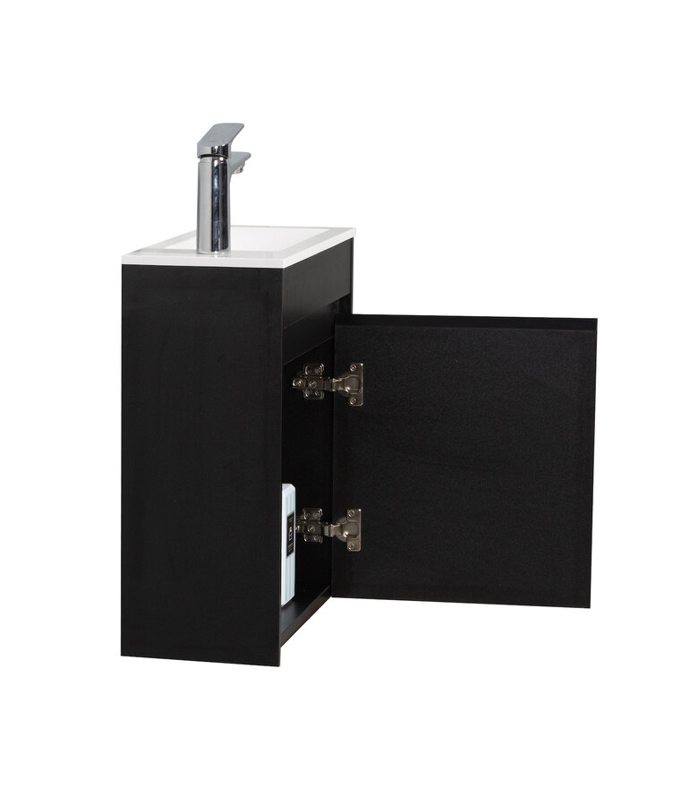 Toiletmeubel Sinta 40cm - mat zwart - witte wastafel